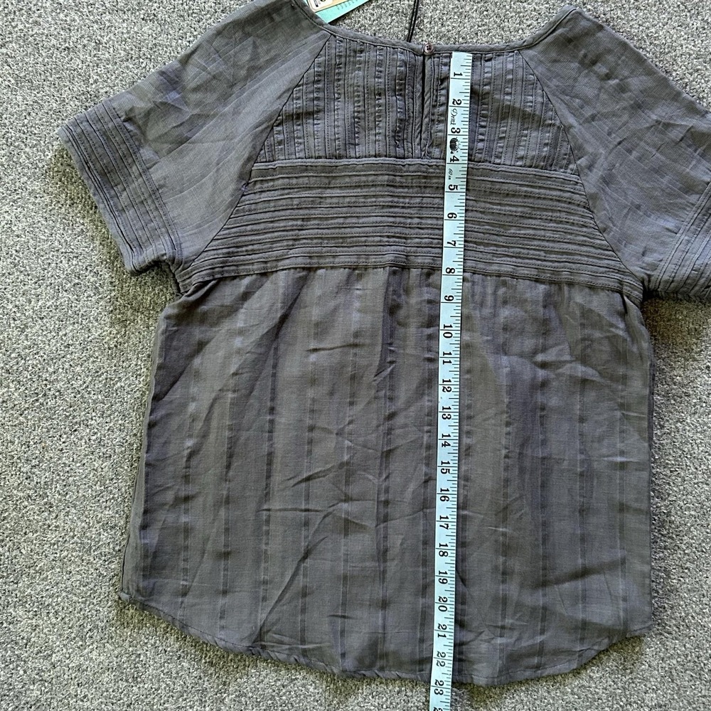 PrAna Blouse Womens XS Gray Pinoit Top Woven Dobby Organic Cotton Short Sleeve - Picture 11 of 11
